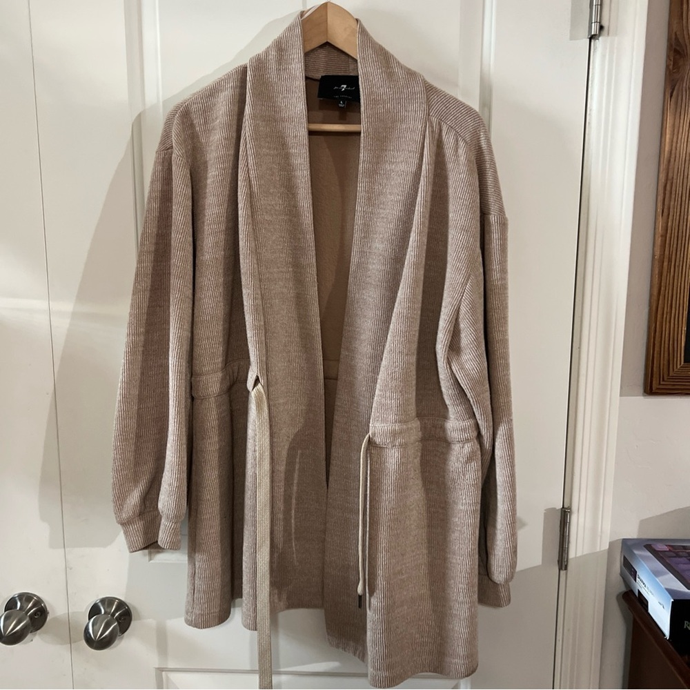 7 For All Mankind Belted Cardigan with Balloon Sleeve